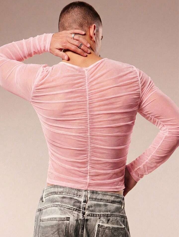 Men's Solid Color Round Neck Slim Fit Casual Daily Wear Sleeve T-Shirt